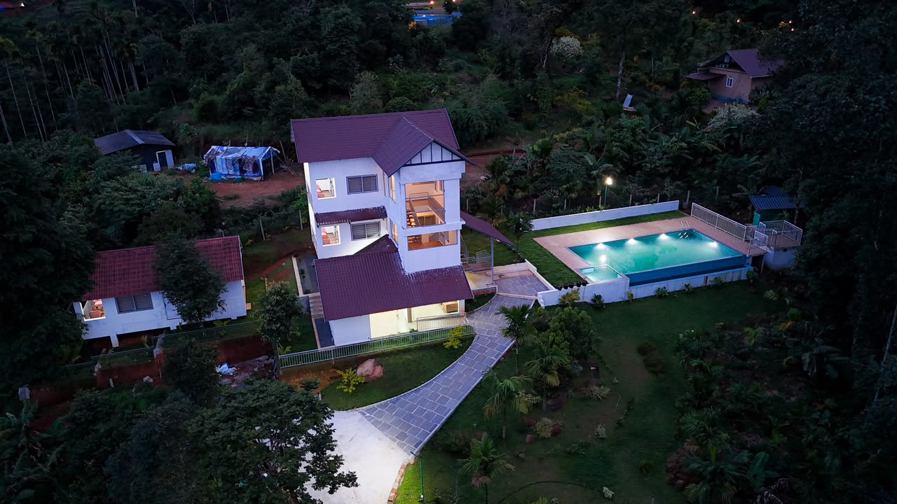 Resort Estate Night Aerial View